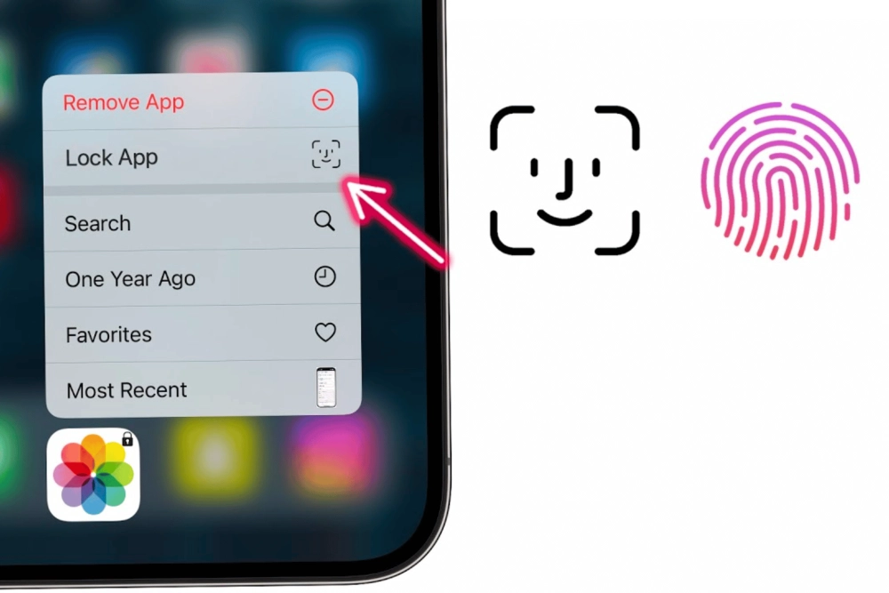 iPhone hiển thị tùy chọn khóa ứng dụng bằng Face ID.